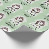 Papier Cadeau Épouse fille avec texte nuptial sur vert (Coin)