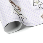 Papier Cadeau Épouse fille en Basket sur les coeurs (Coin rond)