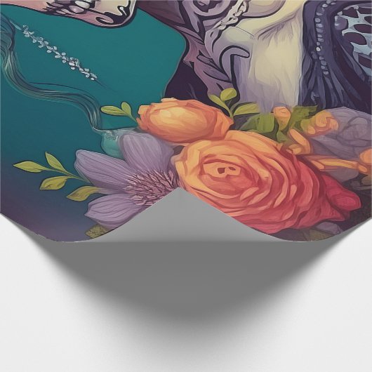 Papier Cadeau Épouse gothique en Larmes solitaires, (Coin)