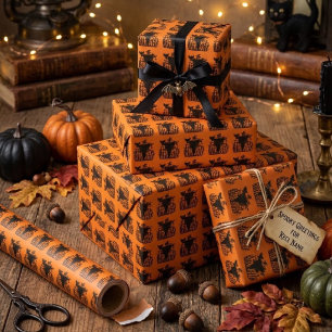 Papier Cadeau Épouvantail d'Halloween gothique effrayant Citroui