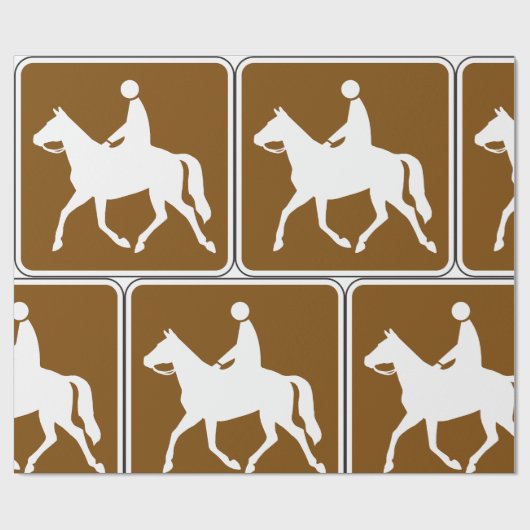 Papier Cadeau Equestrian Trail Riding Horse Silhouette Icon (Plat)