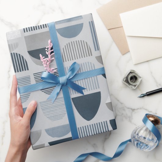 Papier Cadeau Équilibre Abstrait Motif Gris Bleu Clair (Cadeaux)