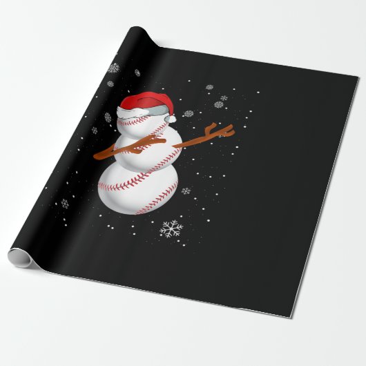 Papier Cadeau Équipe cycliste Santa Snowman Baseball Dabbing Hea (Déroulé)