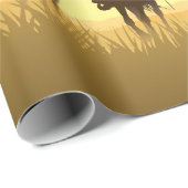 Papier Cadeau Équipe de cow-boys silhouette galopant contre un s (Coin rond)