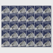 Papier Cadeau Équipe de crosse bleu marine (Plat)