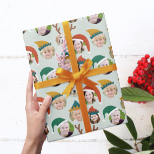 Papier Cadeau Équipe de Noël Personnalisée Six Photo Cadeau de V