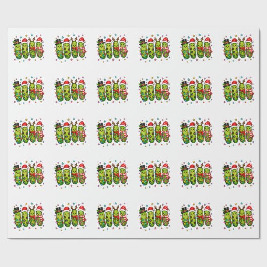 Papier Cadeau Équipe de Pickle de Noël (Plat)