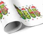 Papier Cadeau Équipe de Pickle de Noël (Coin rond)