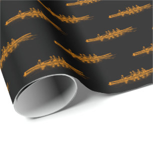 Papier Cadeau Équipe de rameurs de l'équipe d'aviron orange noir