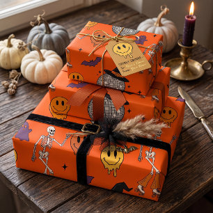 Papier Cadeau Équipe Groovy Rétro Disco Halloween pour emballage