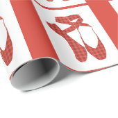 Papier Cadeau Équipe Pointe Ballet Rouge Tartan (Coin rond)