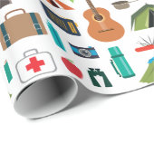 Papier Cadeau Équipement de camping (Coin rond)