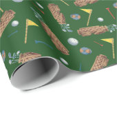 Papier Cadeau Équipement de golf (Coin rond)