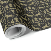 Papier Cadeau Équitation Or (Coin rond)