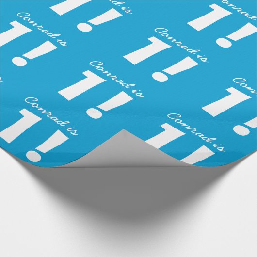 Papier Cadeau ęr Blanc bleu nommé fait sur commande (Coin)