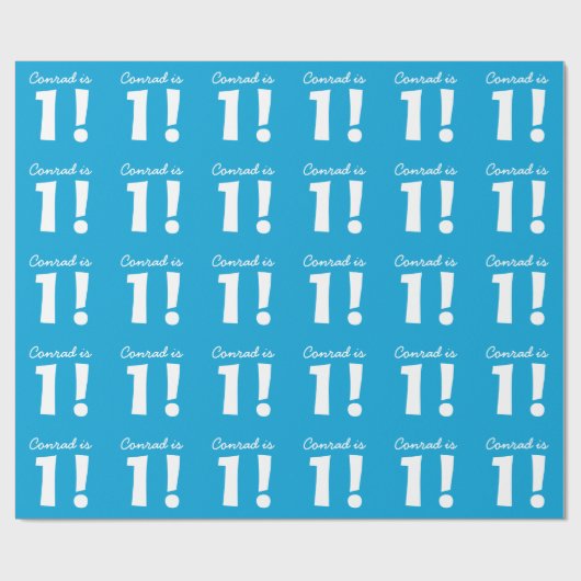 Papier Cadeau ęr Blanc bleu nommé fait sur commande (Plat)