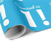 Papier Cadeau ęr Blanc bleu nommé fait sur commande (Coin rond)