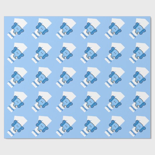 Papier Cadeau ęr BLEU nommé fait sur commande an d'ÉLÉPHANT (Plat)
