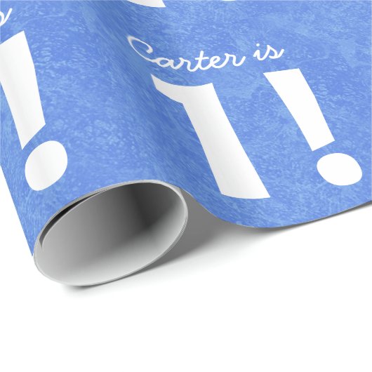 Papier Cadeau ęr Bleu nommé fait sur commande et blanc (Coin rond)
