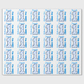 Papier Cadeau ęr Coeurs bleus de garçon d'anniversaire un B01Z (Plat)