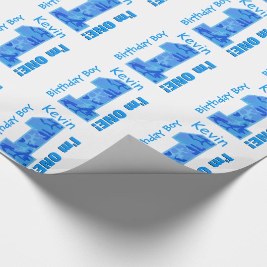 Papier Cadeau ęr Garçon Camo bleu d'anniversaire un B3BZ an (Coin)