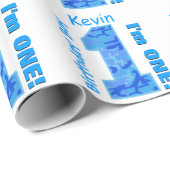 Papier Cadeau ęr Garçon Camo bleu d'anniversaire un B3BZ an (Coin rond)