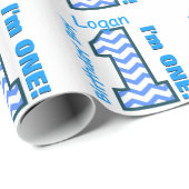 Papier Cadeau ęr Garçon Chevron d'anniversaire une coutume an (Coin rond)