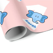 Papier Cadeau ęr Nom fait sur commande an de fille d'ÉLÉPHANT (Coin rond)