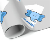 Papier Cadeau ęr Nom fait sur commande an de garçon d'ÉLÉPHANT (Coin rond)