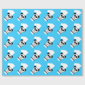 Papier Cadeau ęr PANDA d'anniversaire un nom fait sur commande (Plat)
