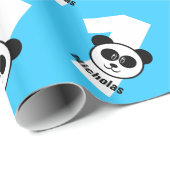 Papier Cadeau ęr PANDA d'anniversaire un nom fait sur commande (Coin rond)