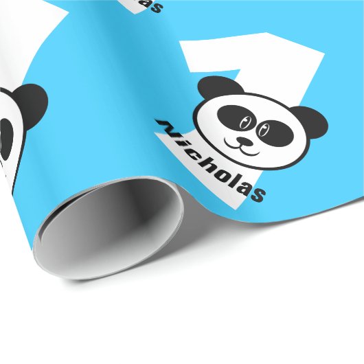 Papier Cadeau ęr PANDA d'anniversaire un nom fait sur commande (Coin rond)