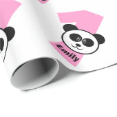 Papier Cadeau ęr PANDA d'anniversaire un nom fait sur commande (Coin rond)
