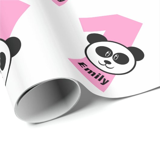 Papier Cadeau ęr PANDA d'anniversaire un nom fait sur commande (Coin rond)