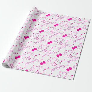 Papier Cadeau ęr thème de fille d'anniversaire