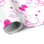 Papier Cadeau ęr thème de fille d'anniversaire (Coin rond)