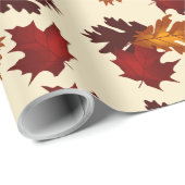 Papier Cadeau Érable et chêne Feuillage Feuille Couleurs d'autom (Coin rond)
