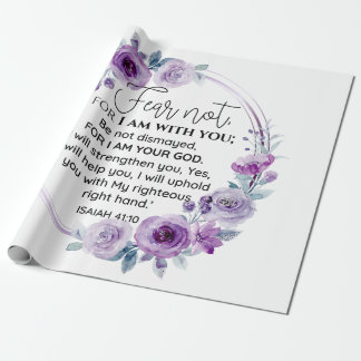 Papier Cadeau Esaïe 41:10 Crainte non violet Écriture florale