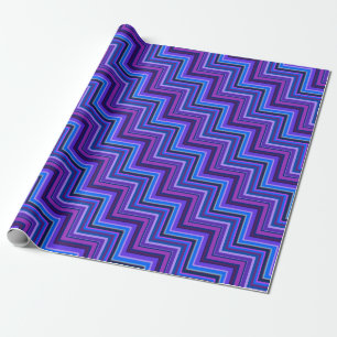 Papier Cadeau Escaliers à rayures bleues et violettes