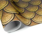 Papier Cadeau Escaliers de poissons sur orange/jaune (Coin rond)