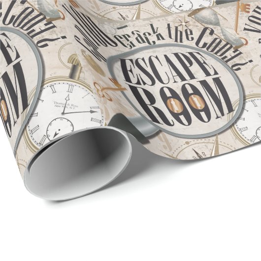 Papier Cadeau Escape Room Jeu Scavenger Hunt Puzzle Anniversaire (Coin rond)