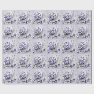Papier Cadeau Escargot de cristal violet argenté
