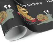 Papier Cadeau Escargot mignon tirant la paresse dans le chariot (Coin rond)