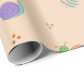 Papier Cadeau Escargots et fleurs Papier à envelopper (Coin rond)