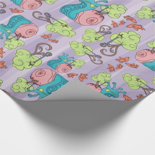 Papier Cadeau Escargots Et Oiseaux De Course (Coin)