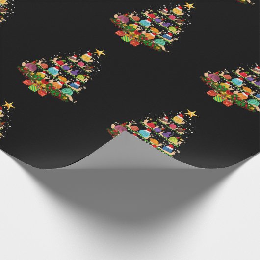 Papier Cadeau Escargots Noël Lumières Arbre Funky Noël Père Noël (Coin)