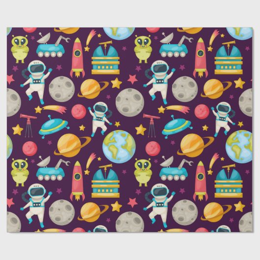 Papier Cadeau Espace/Aliens (Plat)