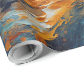 Papier Cadeau Espace Bleu Et Or Abstrait Moderne (Coin rond)