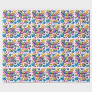 Papier Cadeau Espace Coloré et Kawaii Squishy Planètes Étoiles C
