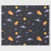 Papier Cadeau Espace et roquettes (Plat)